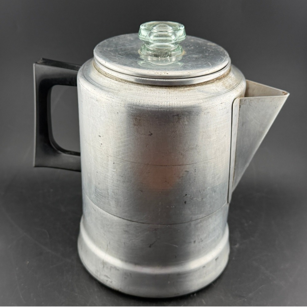 Vintage Comet Aluminum Stovetop Percolator-9 Cup Coffee Pot + Extra Glass Knob